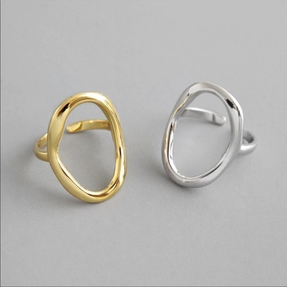 𝅺💎NEW 925 Silver / Gold Minimalist Circle Ring - Picture 2 of 12